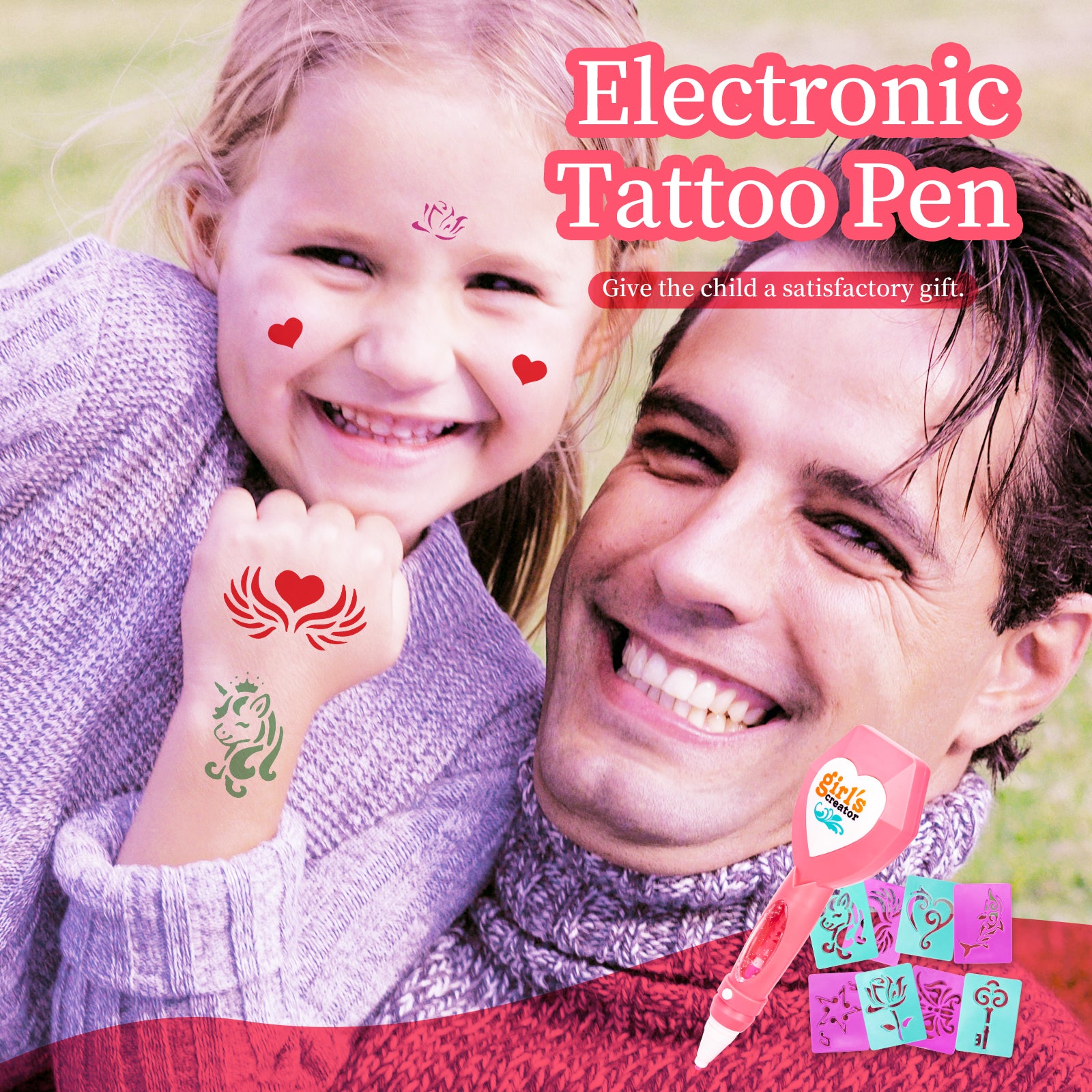 Temporary Tattoos Art Kit with Tattoo Pen for Kid Girl E55924
