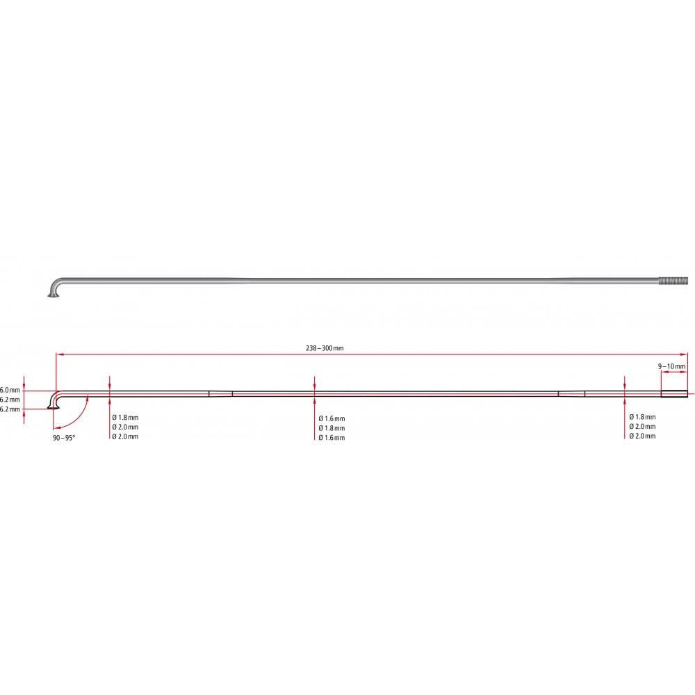 Black 254mm J Bend Spokes N862100