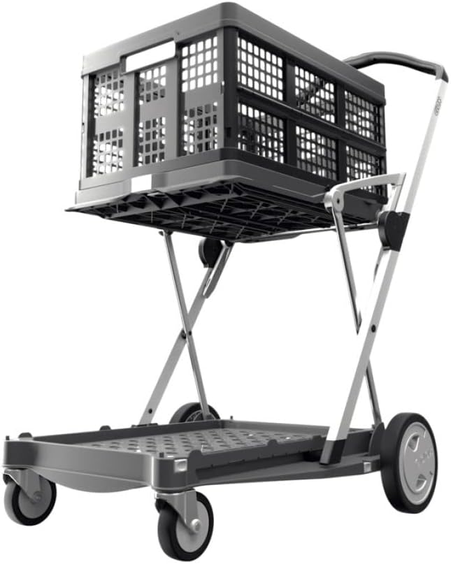 Pink Collapsible Shopping Cart with Storage Crate X7719