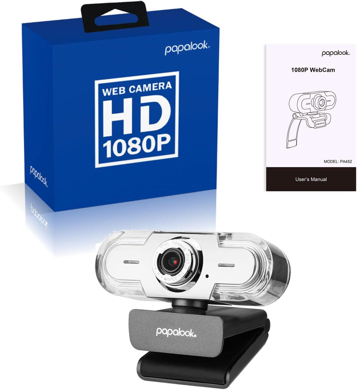 1080P Webcam with Microphone, Full HD Streaming Web Camera, 90° View Computer Camera, Manual Focus USB Camera C82121