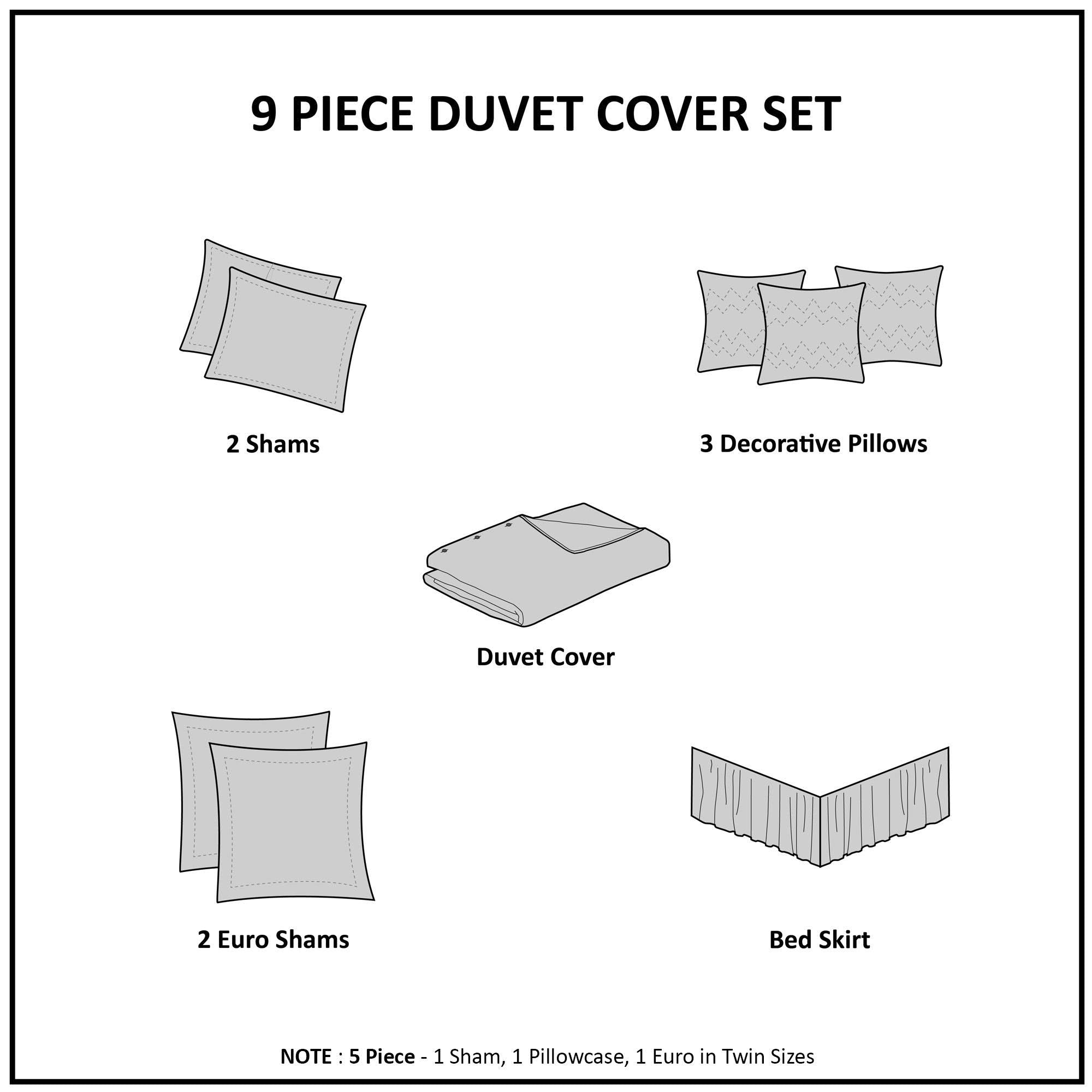 California King Cotton Percale Duvet Cover Set of 9 O295781