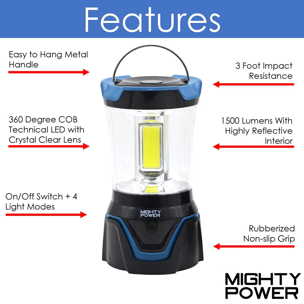 Blue COB LED Camping Lantern, 1500 Lumens C33253