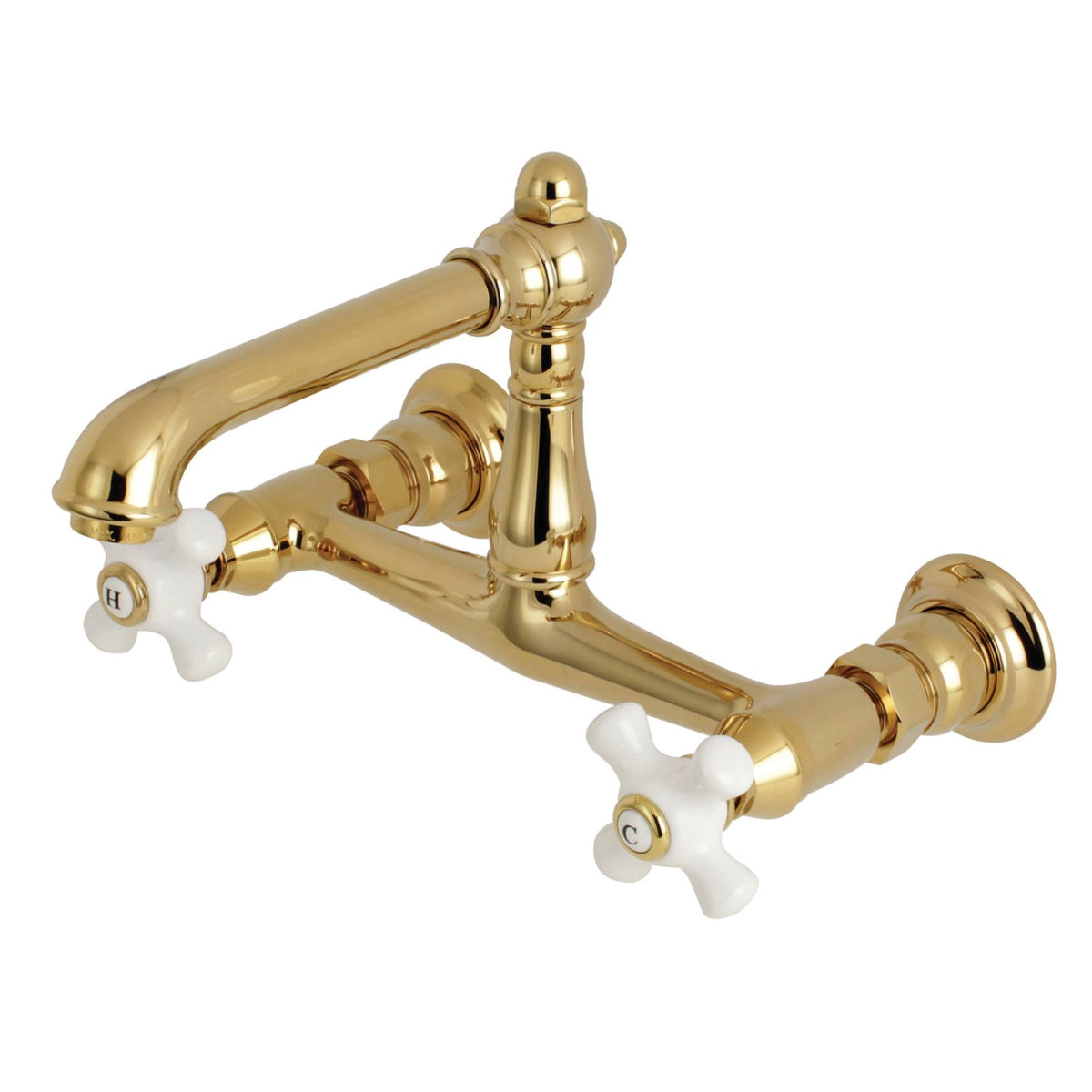Polished Brass Wall Mount Bathroom Faucet X1361