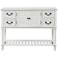 White Wood Console Table with Shutter Doors and 4-Storage Drawers M768155