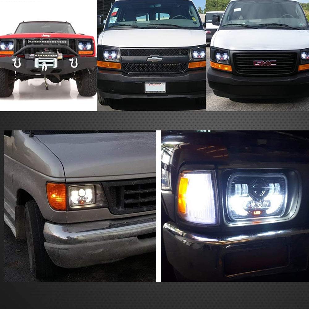 120W Rectangle 7x6 5x7 LED Headlights Sealed Beam H4 Plug L92389