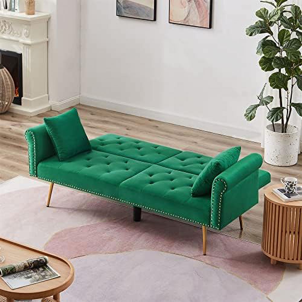 Modern Velvet 2 in 1 Futon Sofa Bed with 2 Pillows U933