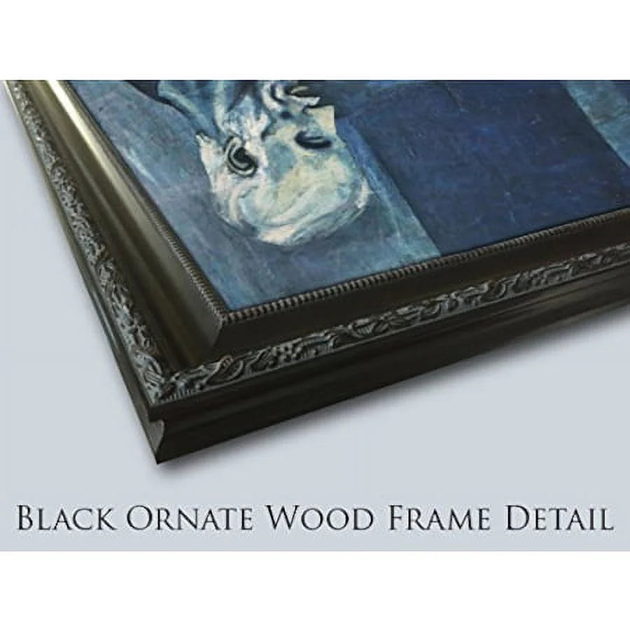 26x26 Black Ornate Wood Framed Art Print K1365