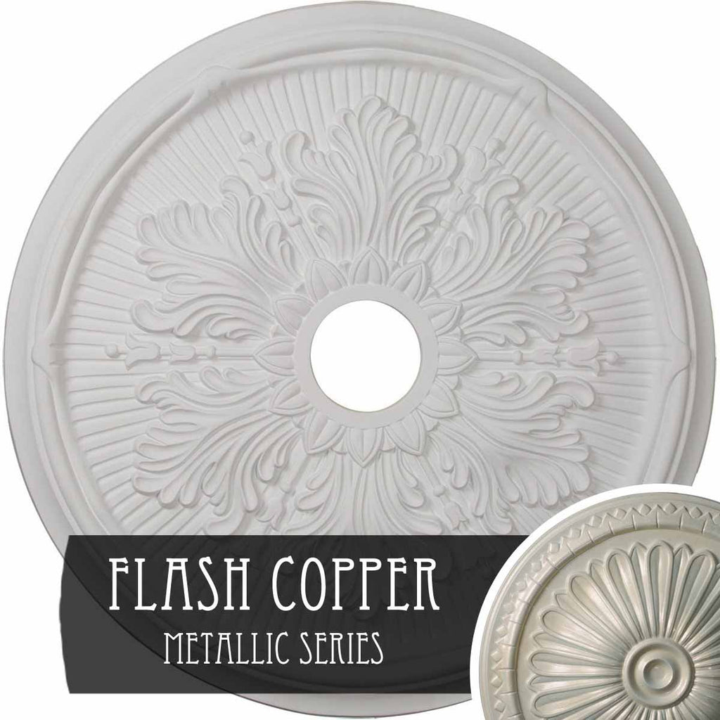 23 3/4x22OD x 3 5/8x22ID x 1 7/8x22P Hand-Painted Flash Copper Ceiling Medallion U2941