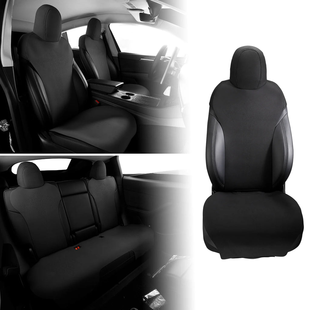 Black Suede Leather Seat Cover Cushions for Tesla Model 3 G409