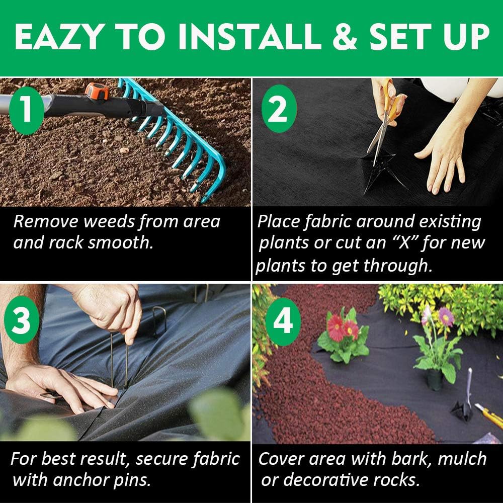 5oz Pro Weed Barrier Landscape Fabric, 3ft x 100ft, Black, Pack of 2 V20572