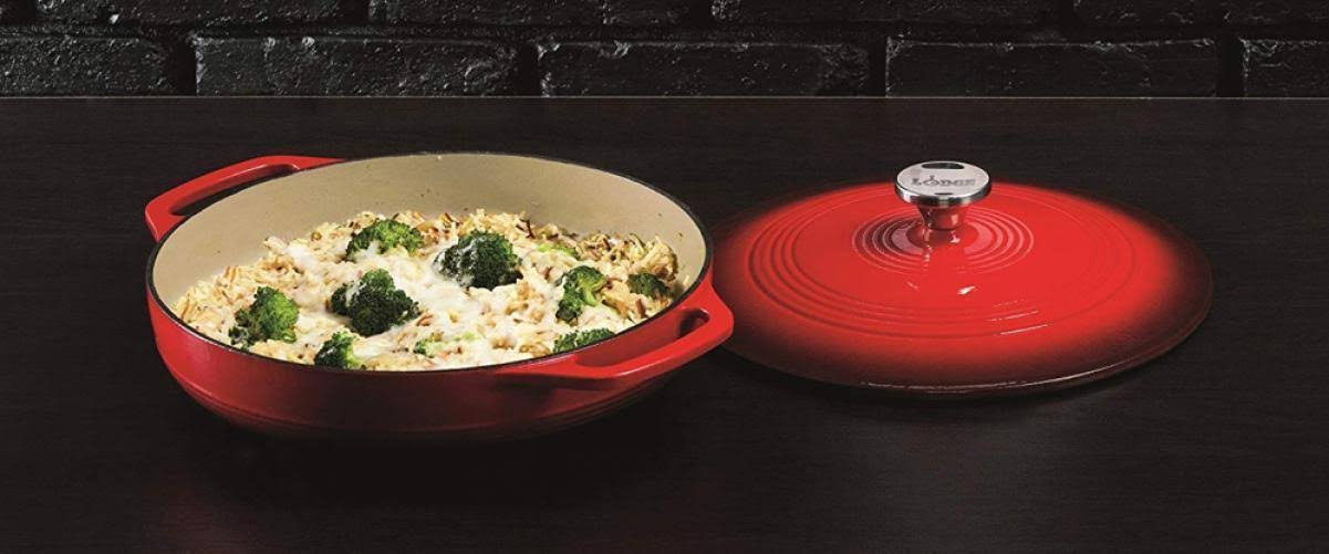 Enameled Cast Iron Covered Casserole 3-Quart Red K5641