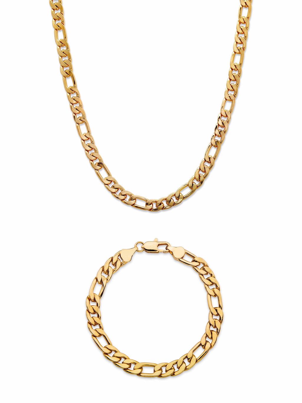 Gold Ion-Plated 2-Piece Chain Necklace and Bracelet Set G428037