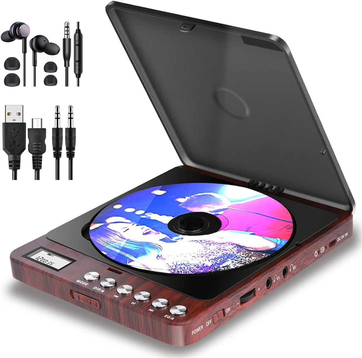 Pack of 2 Portable CD Player with Double Headphone Jack T42910