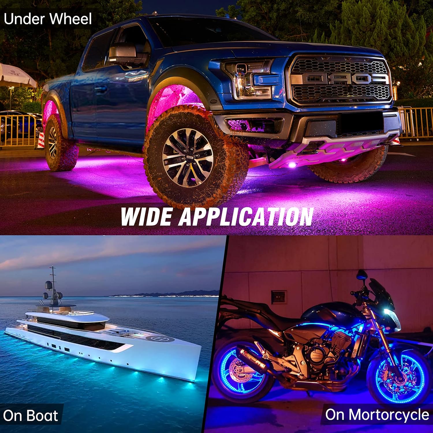 RGB LED Underglow Lighting Kit, 6 Pods, IP68 Waterproof, Pack of 2 S4015