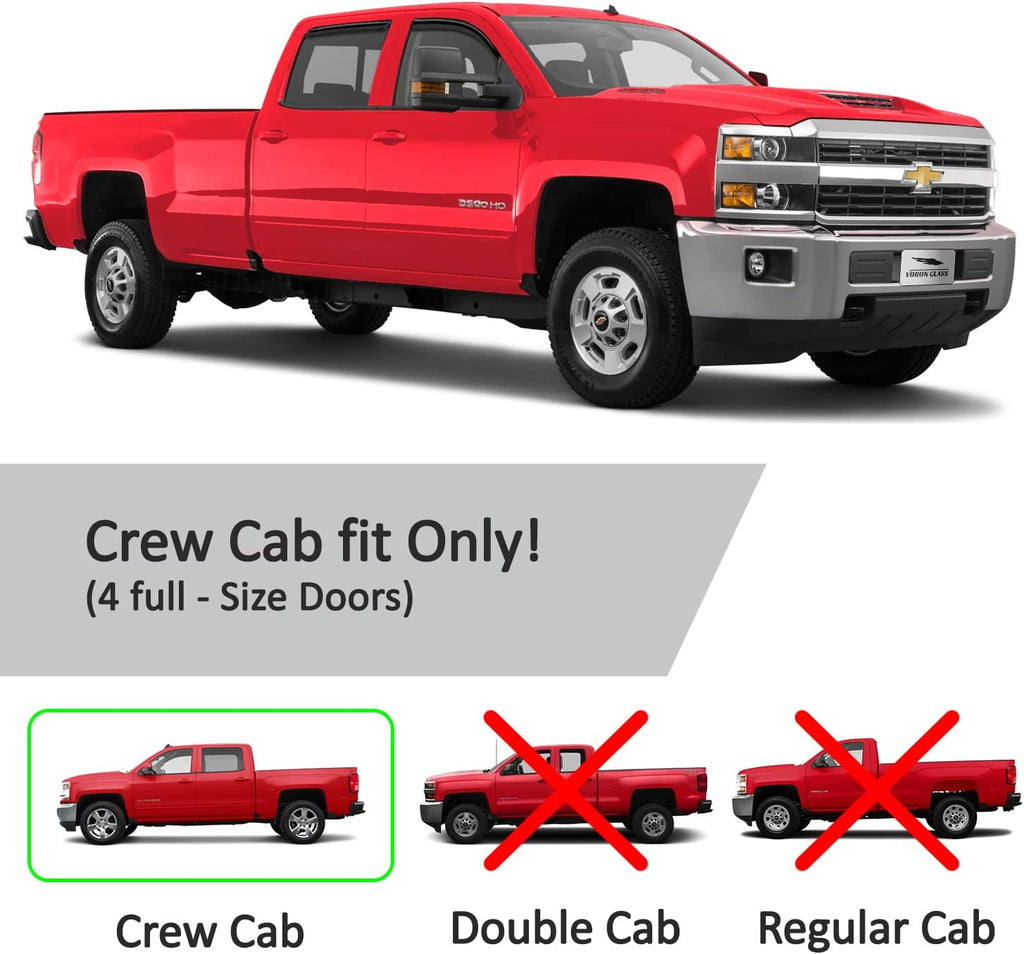 Rain Guards for Trucks Chevrolet Silverado GMC Sierra 2014-2018 Crew Cab, 4 Pieces H91272