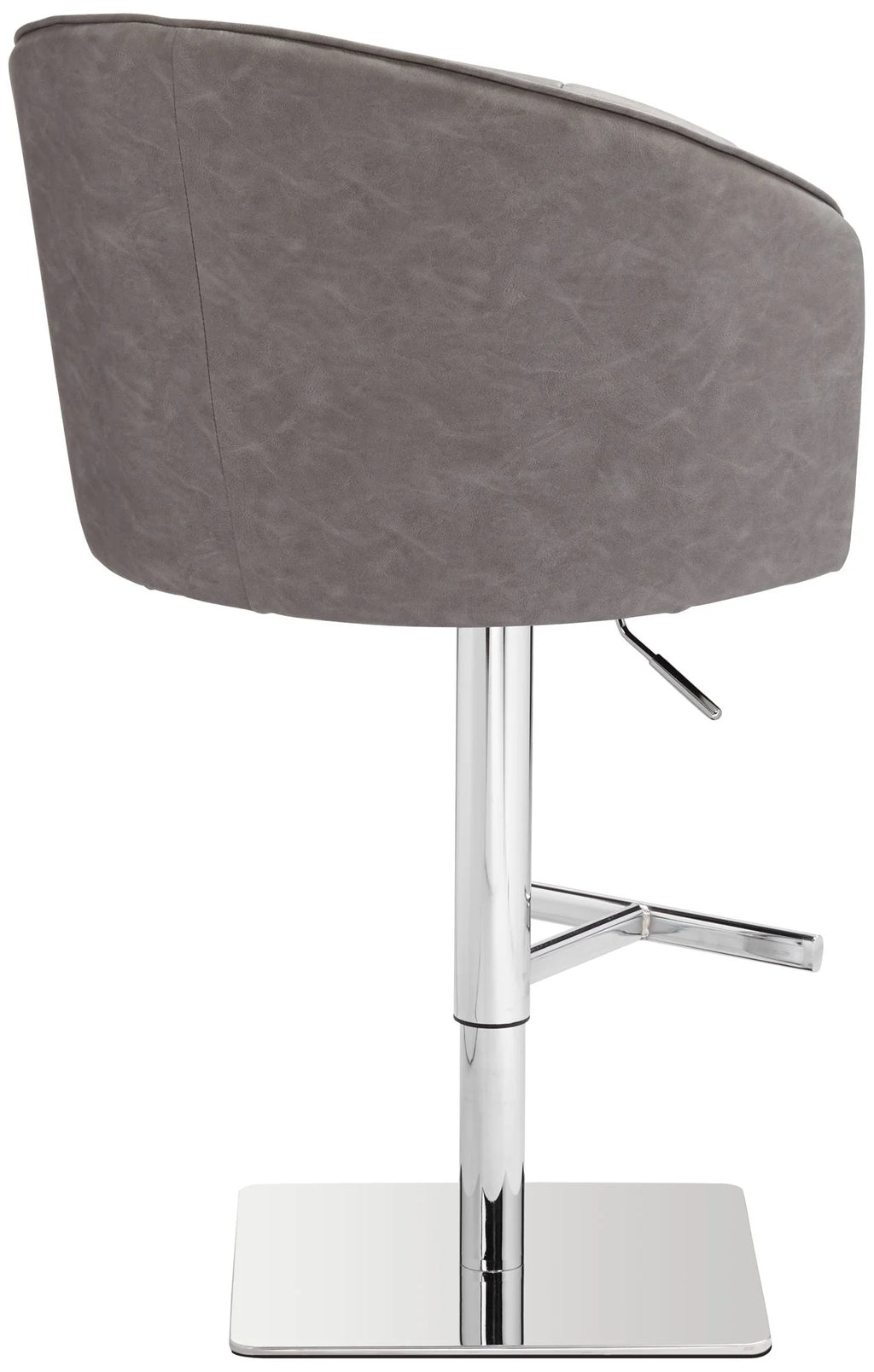 Chrome Swivel Bar Stool 31" High Gray Faux Leather Tufted Cushion with Backrest Footrest Q5224