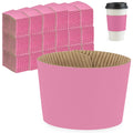 Pink Disposable Corrugated Cardboard Coffee Cup Sleeves, 500 Pack J900