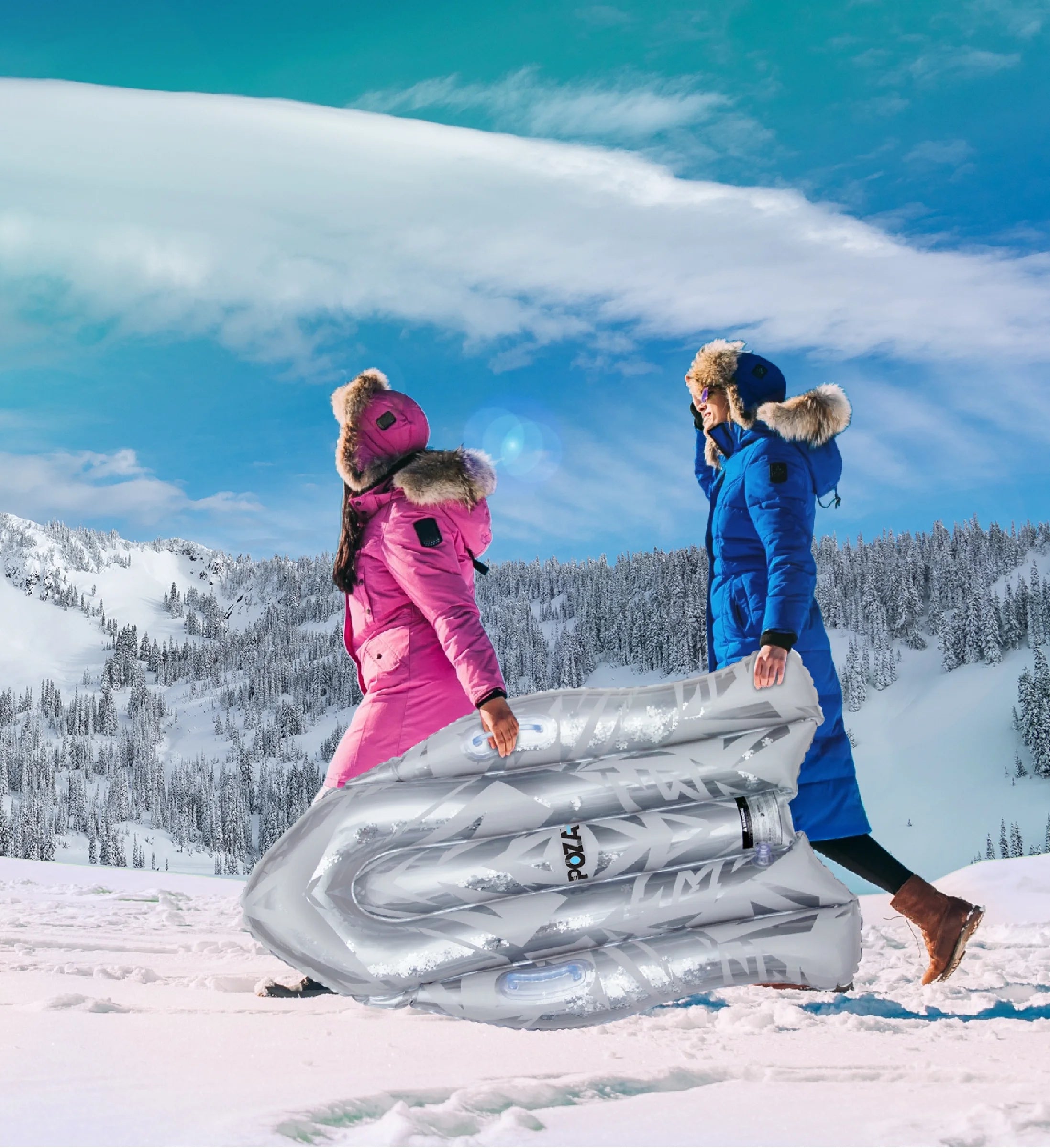 Inflatable Snow Sled Set of 3, Rose Gold, Gold, and Silver, 44 Inch T398